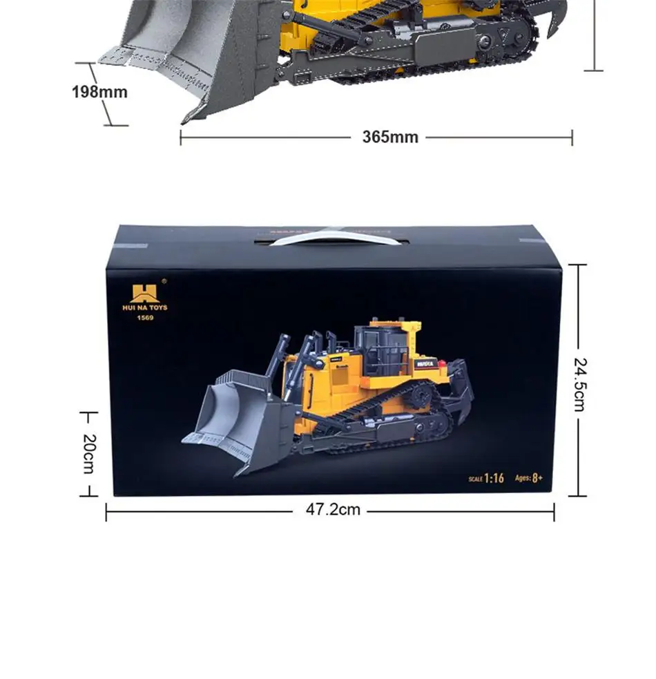 бульдозер huina 1569 116 8ch rc грузовик с ди