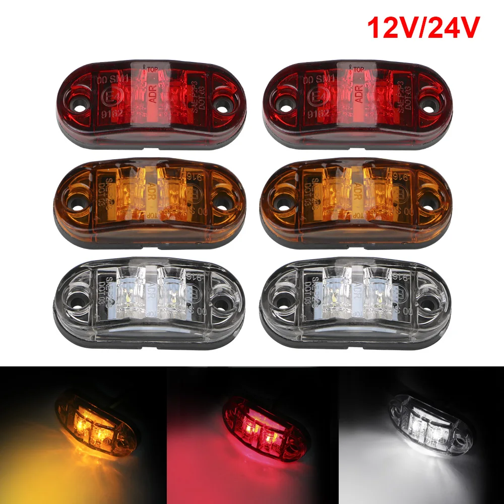 

LEEPEE 1 Pair Warning Lights For Trailer Truck Caravan 12V- 24V Red Yellow White LED Side Marker Lamp Side Clearance Marker Lamp