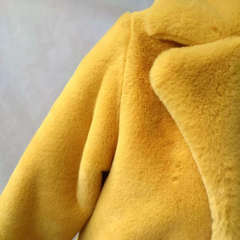 

Fur Teddy Coat Women Fashion Lapel Long Sleeve Woman Jacket Simple Plus Size Slim Faux Fur Coats Winter 2020 Women's Clothing