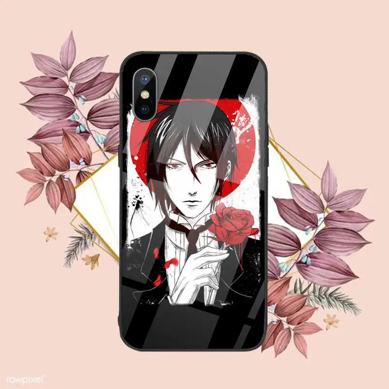 

Black Butler Anime Phone Case Tempered glass For iphone 6 6S 7 8 plus X XS XR 11 12 mini PRO MAX