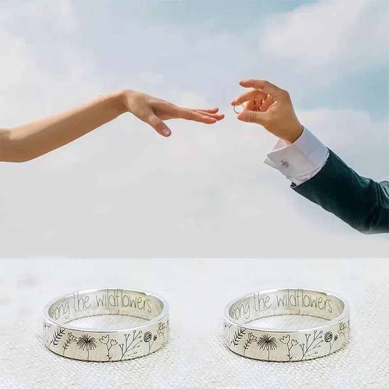 

Vintage Carved Flower Silver Rings for Women Men Bohemian Wildflowers Floral Dandelion Handmade Woman Ring Couples Jewelry