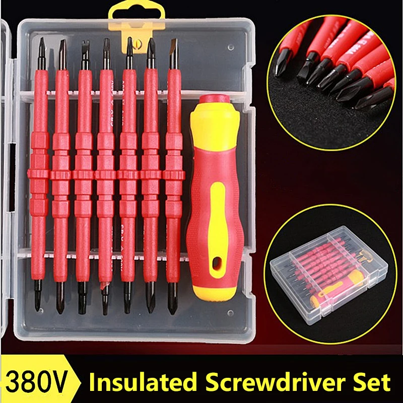 

JUNEFOR 8 In 1 Insulated Screwdriver Set Multitool Magnetic Screw Driver Bit For Electrician Repair Tools Set for Home edc Tool