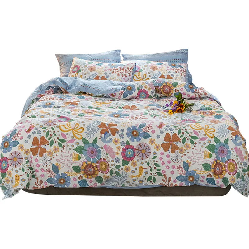 

Luxury Bedding Set 4pcs Home Textile Duvet Cover With Pillowcas Bedding Covers Double Satin Quilt Cover Colorful Girl Bed Sheet