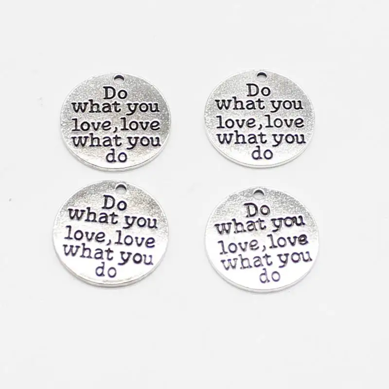 

5pcs personality charm DIY jewelry making accessories letter Do what you love, love what you do round pendant jewelry accessorie