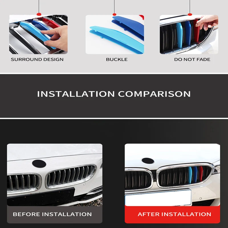 3 шт автомобильный 3D M Стайлинг Передняя решетка Накладка для BMW 5 Серия GT E39 E60 F10 F07