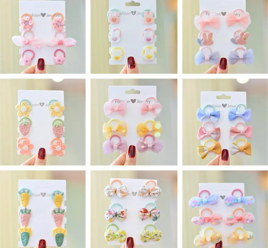 

6pcs/set New Fashion Baby Delicate animal flower Elastic Hair Band Hair Rope Hair Accessories Children Hair Accessories Q75