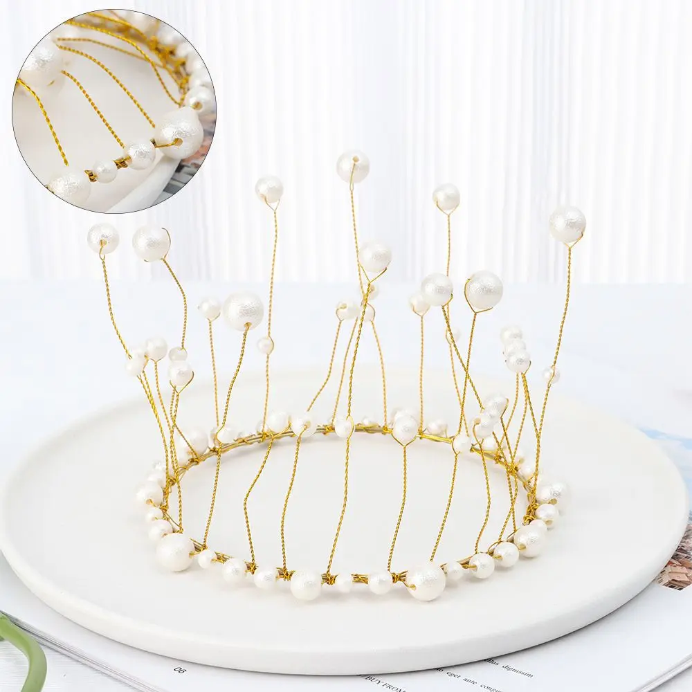 

Головной убор для выпечки, товары для вечеринок, блестящая корона, топпер для торта, Топпер для торта, искусственный жемчуг, украшение для то...