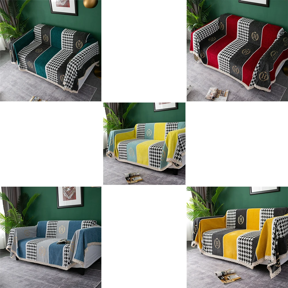 

Quilted Chenille Waterproof Towel Sofa Covers Anti-Slip Couch Recliner Slipcovers Furniture Protector 1/2/3 Seater