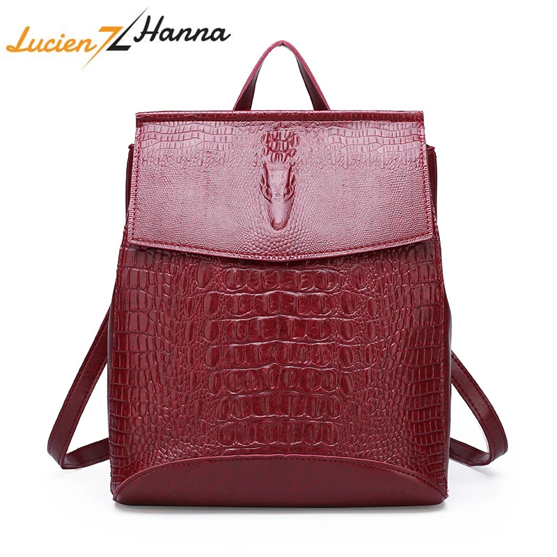 Дорожный рюкзак из натуральной крокодиловой кожи для женщин школьные ранцы
