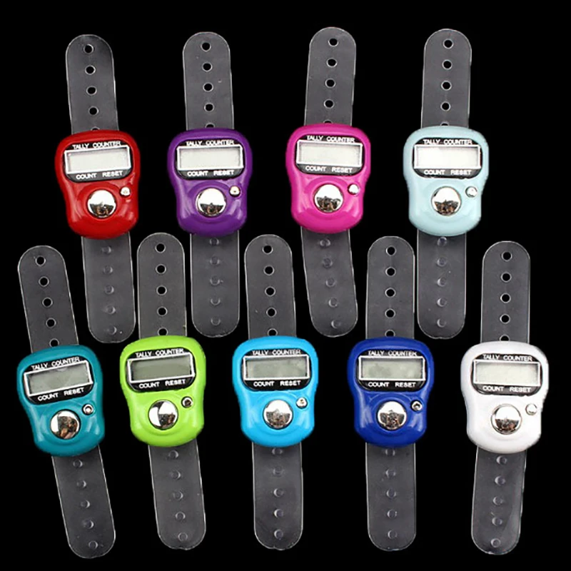 Случайный Мини цифровой ручной счетчик стежка маркер ряд палец ЖК электронный