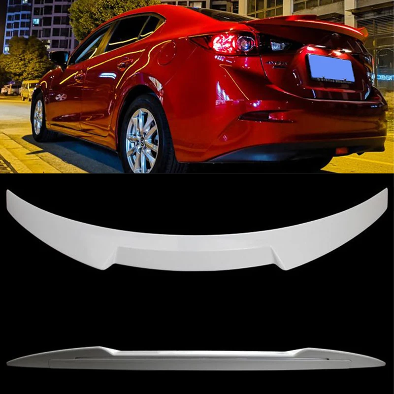 

Для Mazda 3 Axela Спойлер ABS грунтовка Цвет задний ящик крыло стример линия Стиль плавников хвоста: Авто Запчасти 4 Двери Седан, 14, 15, 16, 17,