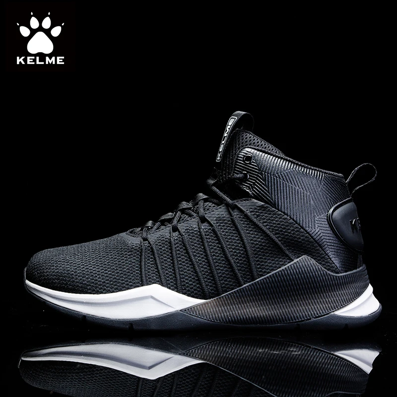 Бренд KELME баскетбольные кроссовки мужские высокие черные АМОРТИЗИРУЮЩИЕ
