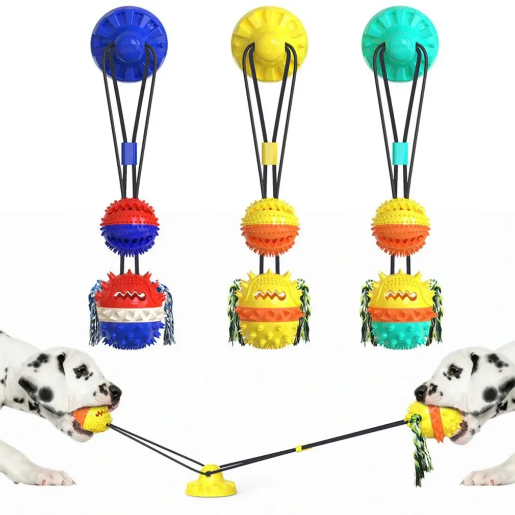 

Chewable Ball Powerful Sucker Dog Toy Molar Dog Supplies With Water Floating Toy 2 Super Powerful Suction Cups