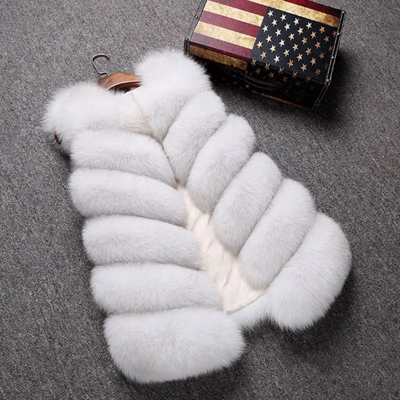 Новая меховая куртка жилет безрукавка из искусственного меха лисы Женское