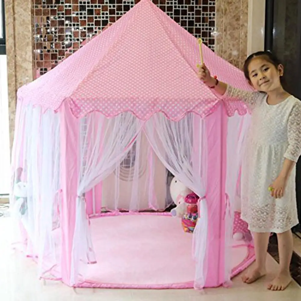 Дети принцесса розовый палатки в форме замка портативный мальчиков девочек