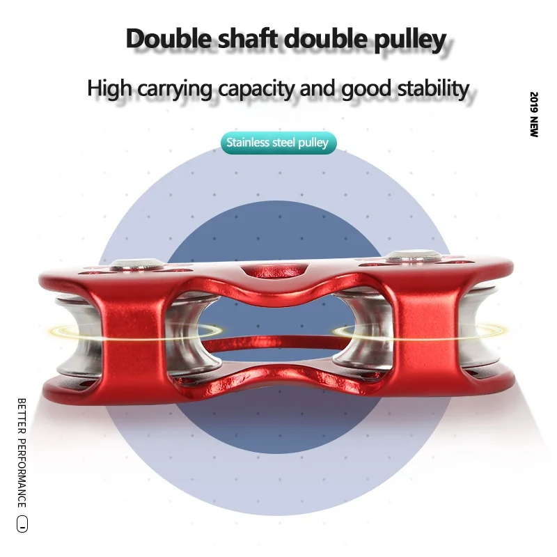 

25kN Cable Trolley Pulley With Ball Bearing Carabiners Rock Ice Caving Rescue Aluminum Alloy Pulley Accessories `