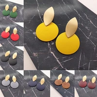 2021 new metal geometric wooden pendant earrings irregular geometric long earrings fashion womens jewelry