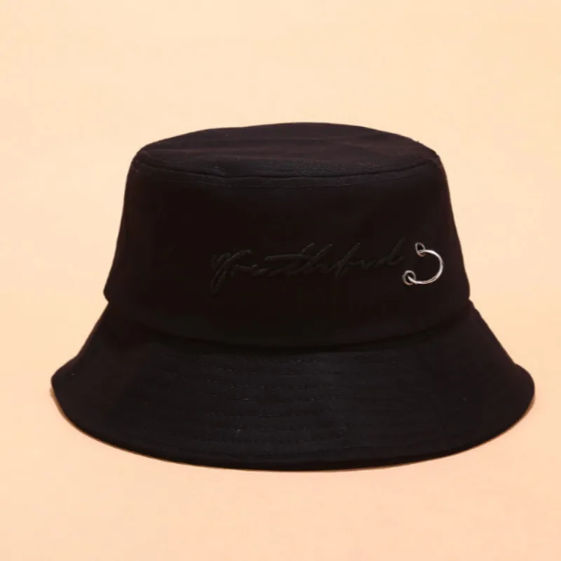 hip hop ring bucket hat for men embroidery cotton hiphop male cap outdoor sports unisex sunscreen sun beach panama bob | Аксессуары для