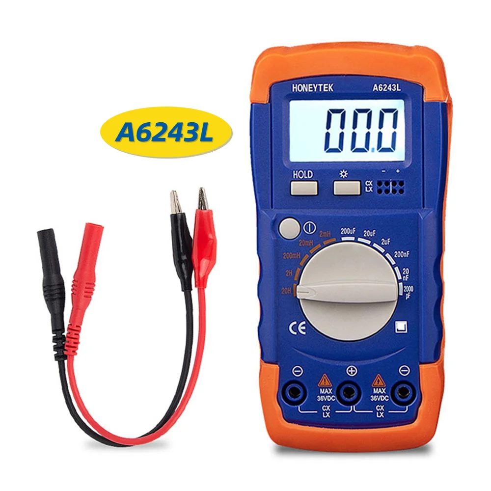 

A6243L Handheld Digital Capacitance Meter Electronic Capacitor Tester Capacitor Checker Diagnostic-Tool 2nF-200uF & 2mH-20H