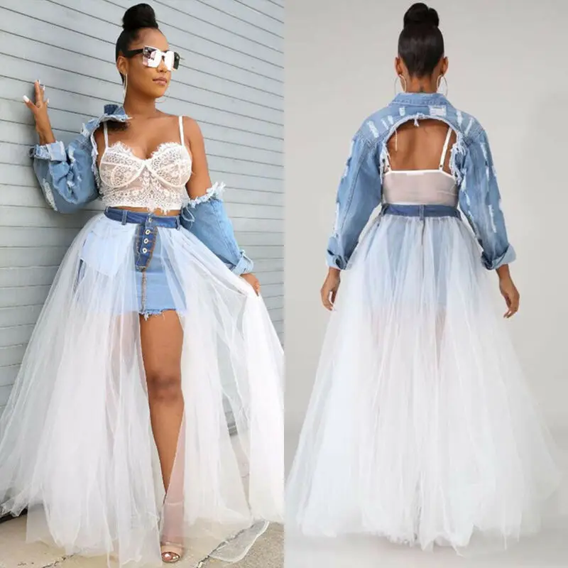 Джинсовая юбка с завышенной талией трапециевидные юбки для женщин Новое