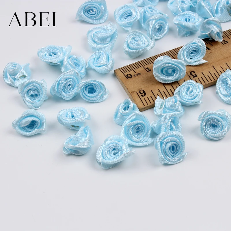 100 шт. 15 мм светильник-голубая роза голова Искусственный шелк цветок DIY Материал