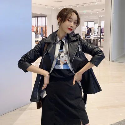 MESHARE Women Spring Genuine Real Sheep Leather Jacket R6