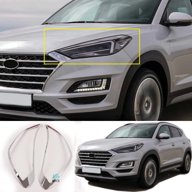 Для Hyundai Tucson 2019 2020 ABS хромированный передний светильник крышка лампы обшивка века