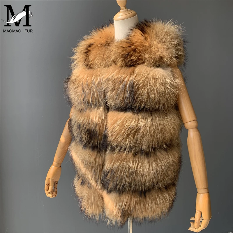 Женский жилет из натурального меха енота жилеты женский осенний зимний меховой |