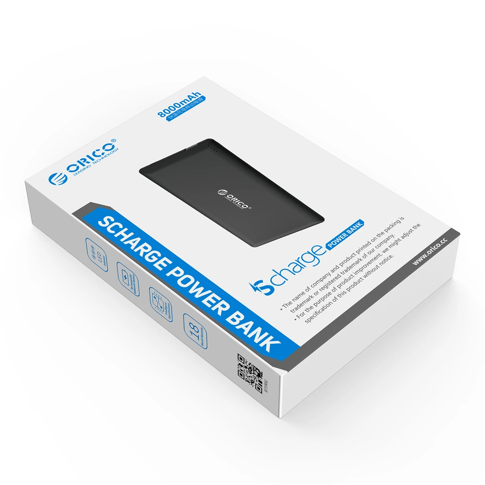 ORICO 8000 мАч тонкий внешний аккумулятор тонкое внешнее зарядное usb-устройство для аккумулятора для iphone samsung Xiaomi huawei смартфон