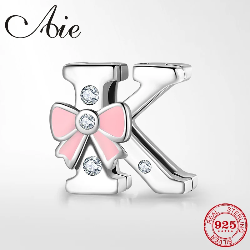 Новинка розовый бант буквы K в форме стерлингового серебра 925 пробы Клипсы из