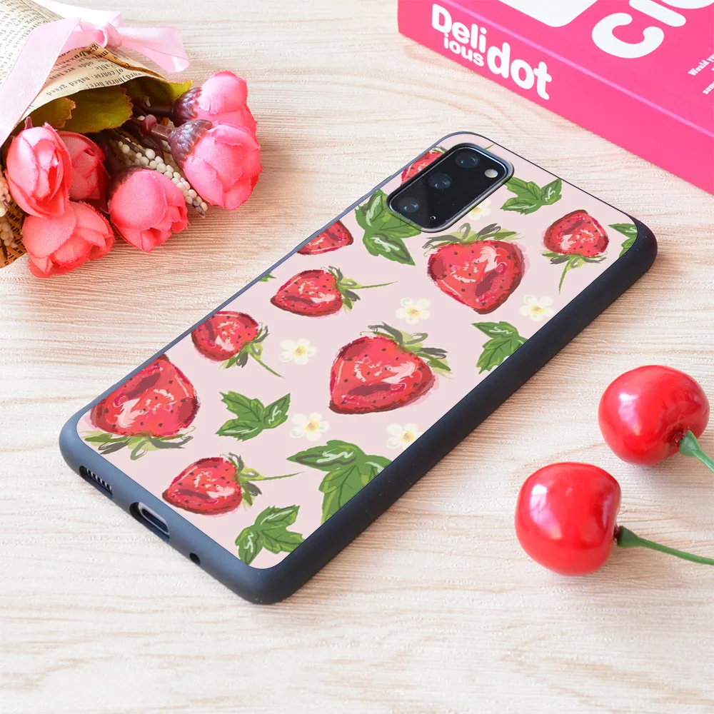 

For Samsung Galaxy Strawberry Botanical Print Soft Matt Phone Case