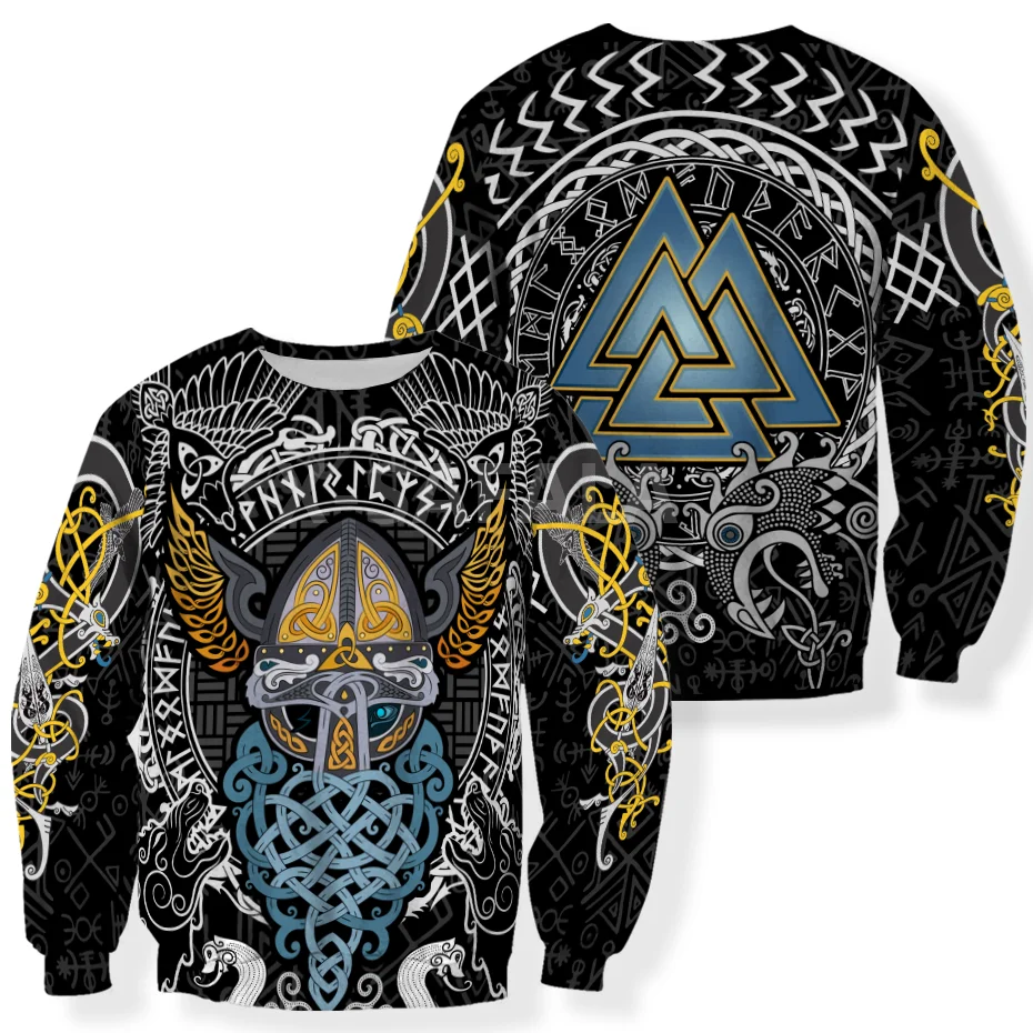 

VIKING Odin Tattoo PULLOVER Print Spring Autumn Hoodie Man Women Harajuku Outwear Zipper Pullover Sweatshirt Casual Unisex-1
