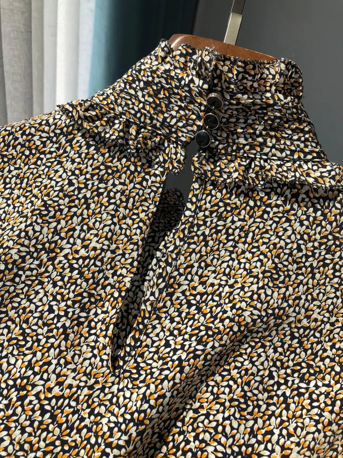 

100% Silk Brand Fashion Women High Autumn Spring Elegant Printed Silk Shirt Blouse