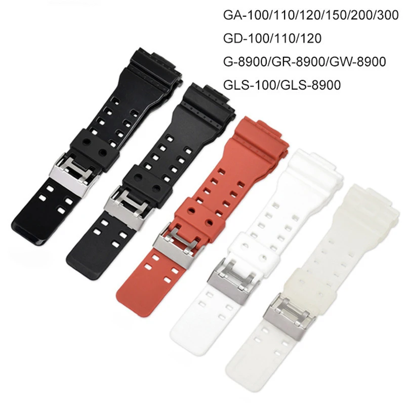 

16mm High Quality PU Watchband for Casio G-Shock GA-110 GA-100 GD-100 Men Sports Waterproof Replacement Bracelet Band Strap Red