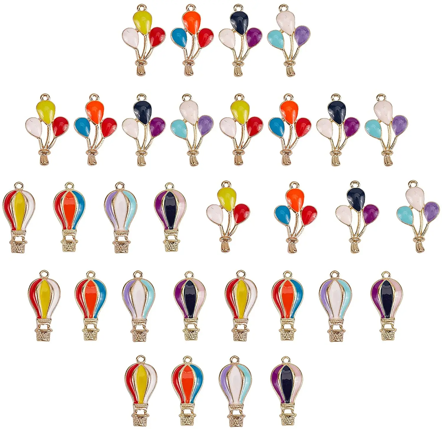 

1 box of 32 balloon hot pendants balloon alloy enamel pendant party jewelry accessories earrings bracelet necklace making