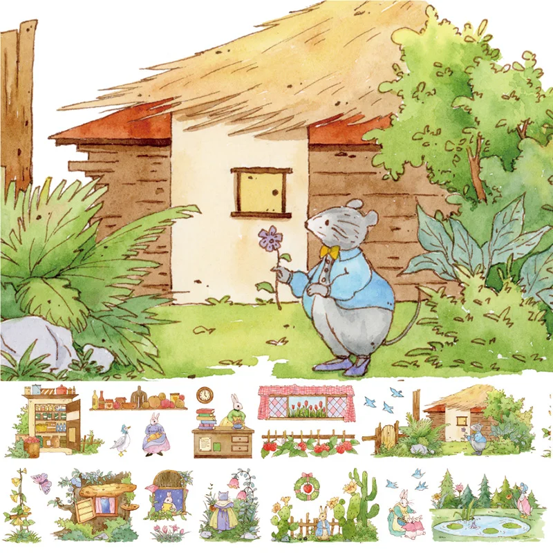 

Fabletown Lovely Rabbit PET Special Oil Tapes Bullet Journal Masking Tape DIY Scrapbooking Decoration Washi Sticker