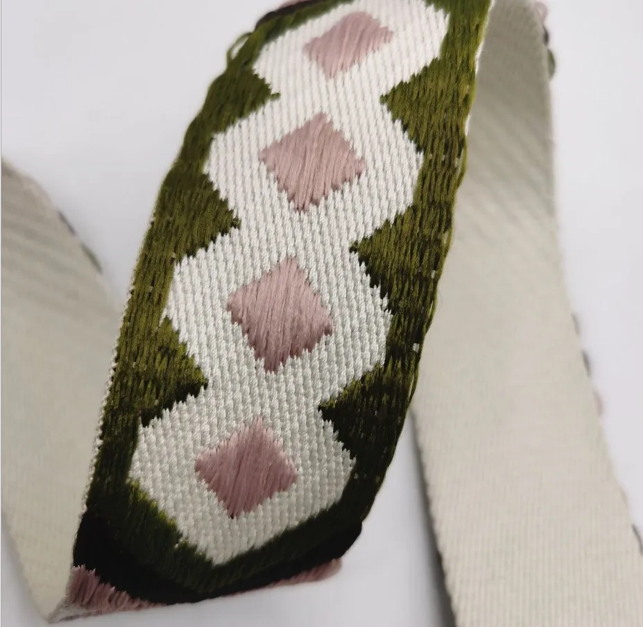 

New Arrival 2021 Polyester Jacquard Webbing Strap For Bag 2" 50MM Rhombus Pattern