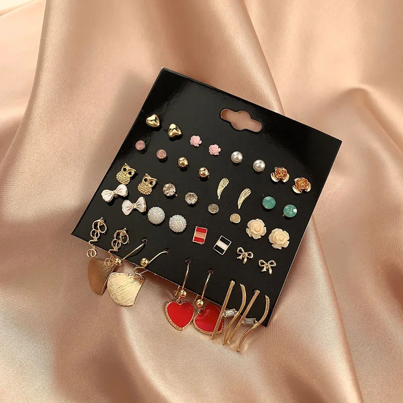 

Luokey Red Heart Stud Earrings For Women Retro Small Earrings Lady Party Elegant Charm Earrings Jewelry Brincos Para As Mulheres