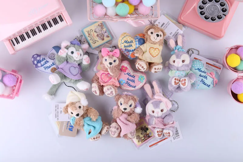 Duffy медведь друг и шеллимей желатони кошка Стелла Лу с пальто ткань костюм плюшевая игрушка брелок кольцо 8 см
