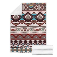 brown boho aztec streaks fleece blanket funny 3d printed sherpa blanket on bed home textiles home accessories