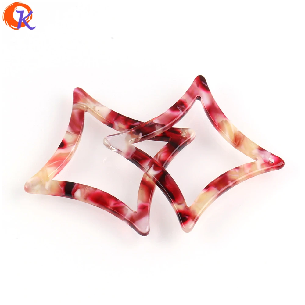 

45*45MM Jewelry Accessories 30Pcs/Lot Hollow Out Heart Multicolor Acetic Acid Resin Material For Woman Jewelry Making