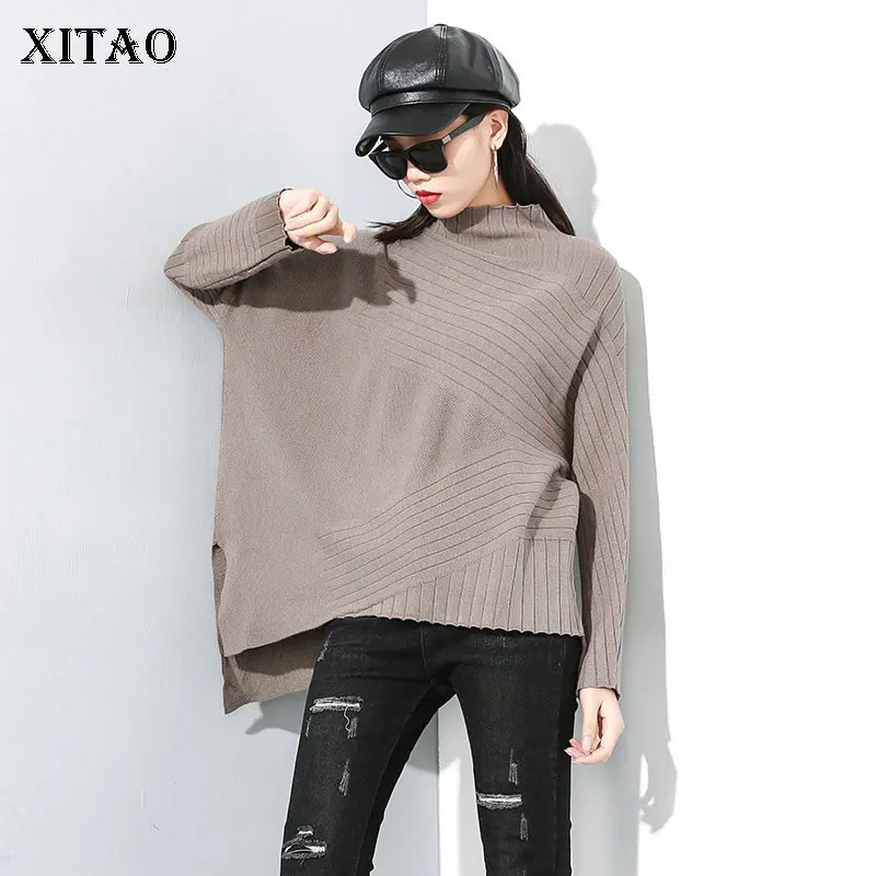 XITAO необычный плиссированный свитер модный новый 2019 Сплит элегантный небольшой