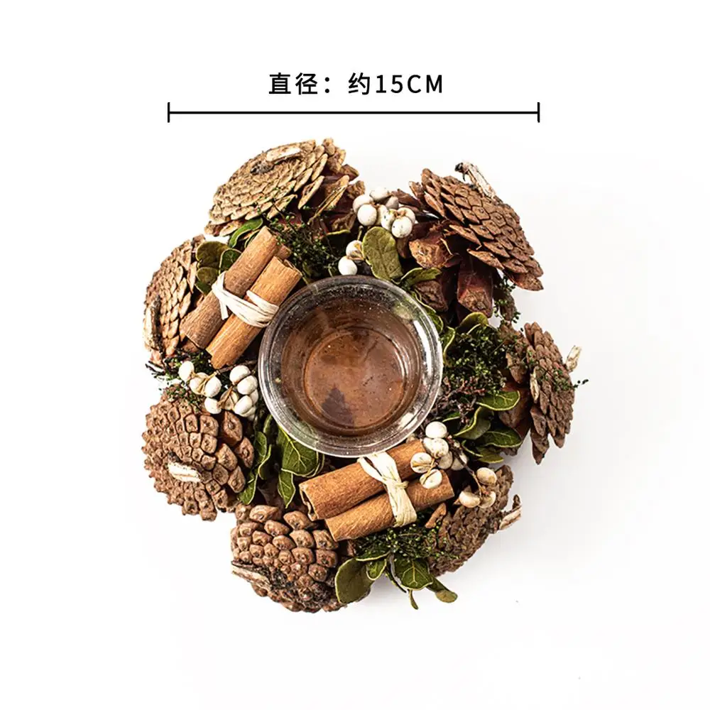 Рождественские подсвечники ручной работы красные ягоды сосновые шишки