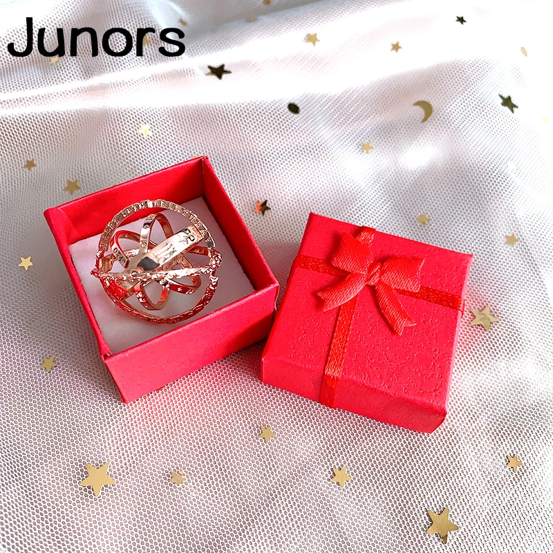 Женское астрономическое кольцо цвета розового золота креативное волнистое с