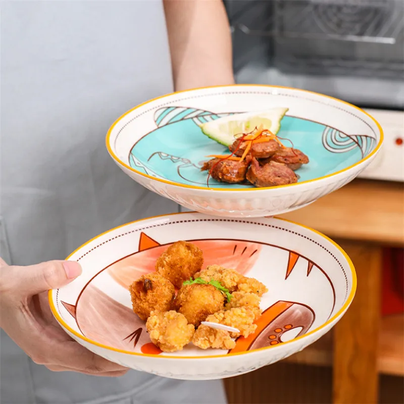 8 дюймов японский Керамика мультфильм риса салатник Кухня стейк на ужин пластины