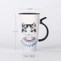 cute simple cat mugs nordic white creative ceramic mug for couple with lid taza para cafe office juice home drinkware oo50mk