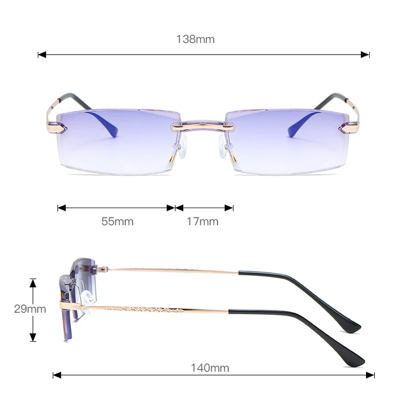 

Finished Myopia Glasses Ultralight Metal Frame Men Women Anti Blue Light Rimless Myopic Eyeglasses -1.0 1.5 2.0 2.5 3.0 3.5 4.0