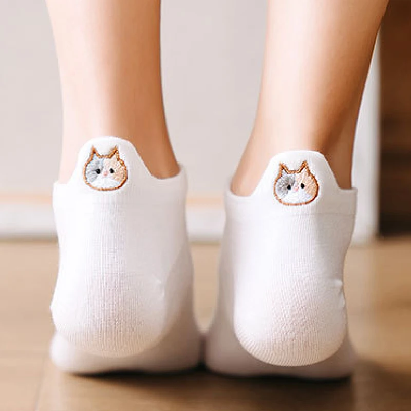 

Fashion Socks Women New 2020 Spring Ankle Socks Girl Cotton Cute Cats Color Novelty Women Short Fashion Style Casual Socks Lady