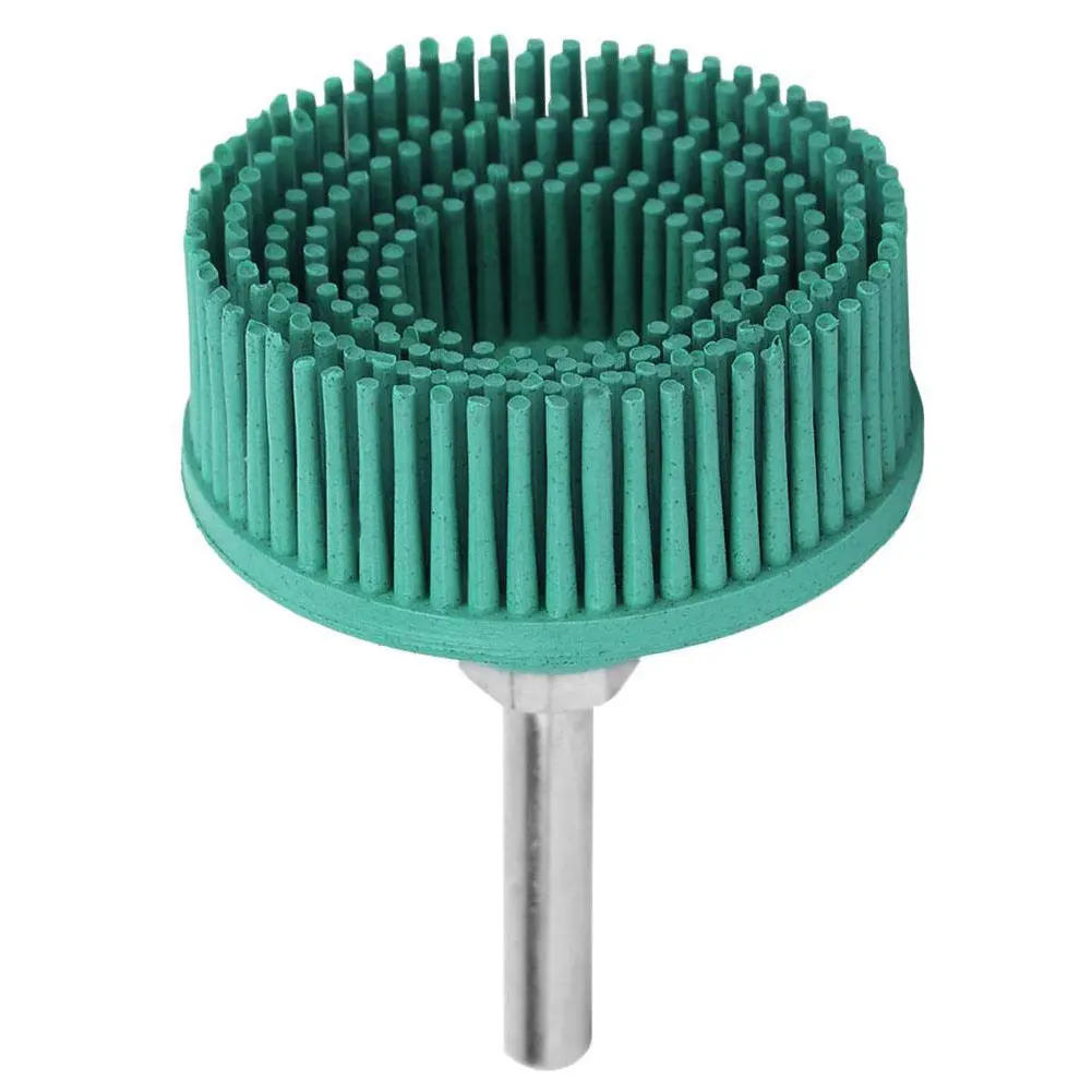 

New 1 piece 50mm Abrasive Brush Bristle Disc Rubber Dark Green Buffing Wheel for Electric Drill to Remove Rust from Burrs Medium