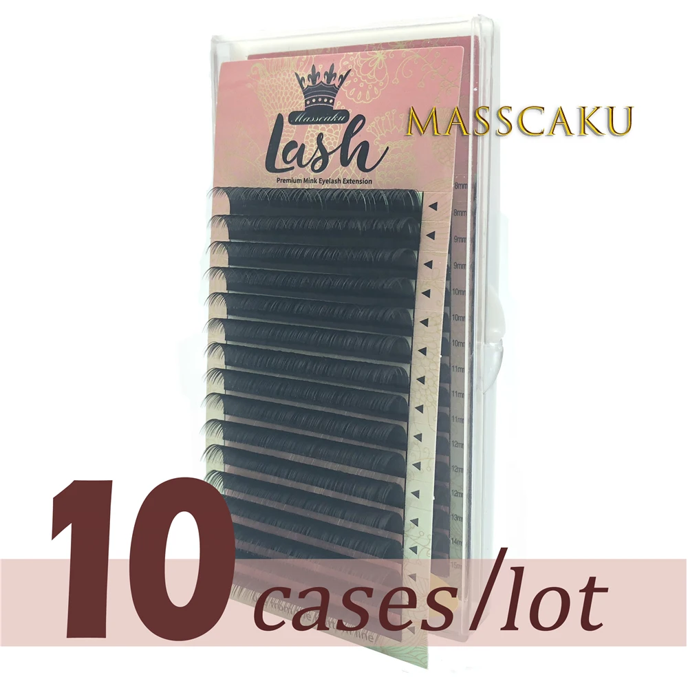

Masscaku Eyesashes 10PCS/LOT C/D Curl 8-15mm individual extension real silk japanese eyelashes lot soft black free shipping